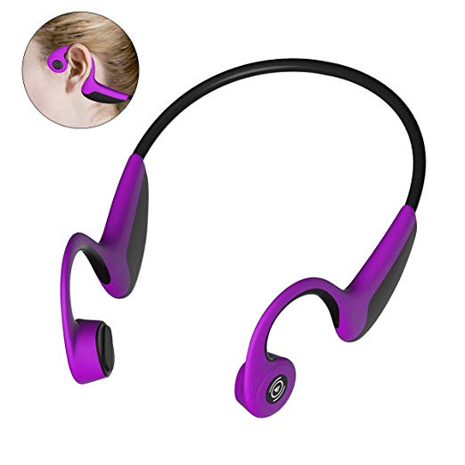 Bone Conduction Headphones-ZFKJERS Bluetooth 5.0 Wireless HiFi Stereo Open Ear Headset Lightweight Sweatproof Sports Headphones for Running Driving Cycling (Purple)