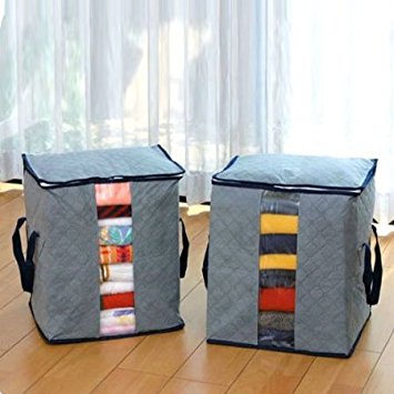 Domire Bamboo Charcoal Clothes Storage Case Box Holder Bags (Gray)