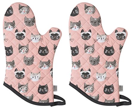 Now Designs Basic Oven Mitts, Set of Two, Cats Meow