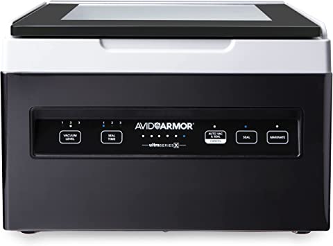 Avid Armor Chamber Vacuum Sealer USVX Ultra Series, Automatic Press and Go Vacuum and Seal Settings, Kitchen Friendly Black Color, Perfect for Liquid-Rich Foods, Meats, Fish, Pickling, Infusions