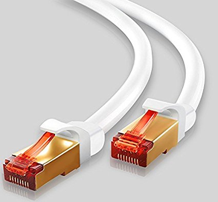 Ethernet Gigabit LAN Network Cable, 6 ft(2 Pack) Supports Advanced CAT 7 / 6 / 5e / 5 High Speed RJ45 Patch Cord | STP 10/100/1000Mbit/s Gold Plated Lead for Switch/ Router/ Modem - IBRA Round White