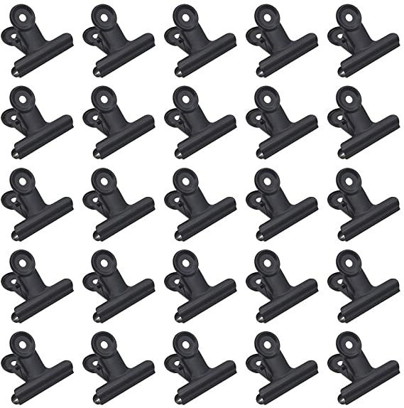 Black Metal Bulldog Binder Clips 2 inch Paper Clips Hinge Clamp File Binder Clips for Photo, File Storage, Home Office Supplies, Pack of 25