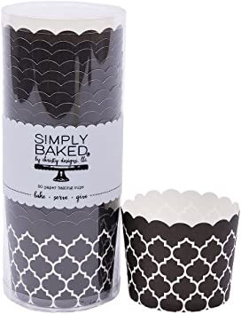 Simply Baked Large Baking Cups, 20-Pack, Black Quadrafoil