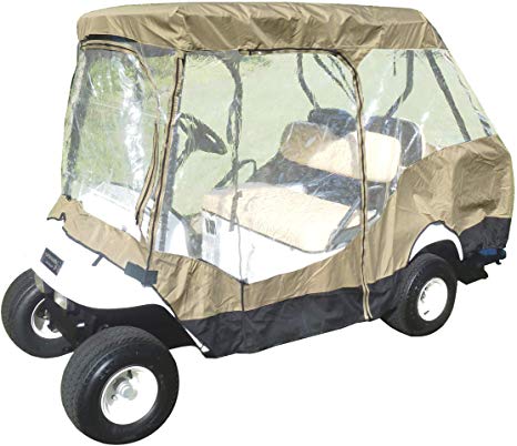 Formosa Covers Premium Tight Weave Golf Cart Driving Enclosure 2 Passenger   2 Passenger Bench roof up to 58"