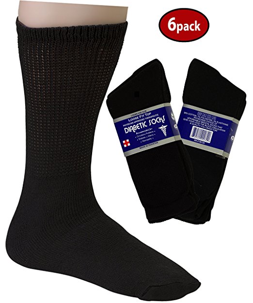 Diabetic Socks Mens/Womens Cotton 6-Pack Ankle/Crew Three Colors By DEBRA WEITZNER