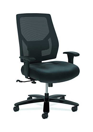 HON Crio High-Back Big and Tall Chair - Leather Mesh Back Computer Chair for Office Desk, Black (HVL585)