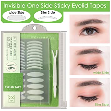 400Pcs Natural invisible Single Side Eyelid Tape Stickers Medical-use Fiber Eyelid Lift Strip, Instant Eye Lift Without Surgery, Perfect for Uneven Mono-Eyelids, 100 Pairs Slim   100 Pairs Wide