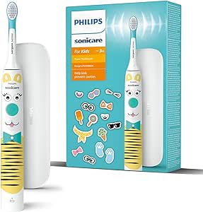 Philips Sonicare for Kids Electric Toothbrush - Design a Pet Edition Power Toothbrush with Pet Themed Sticker Sheets for Children, Slim Travel Case and USB Charger (Model HX3603/01)