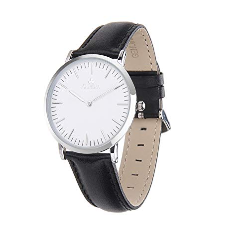 Aurora Men's Classic Business Metal Quartz Analogue Round White Dial Wrist Watch
