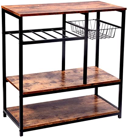 Vintage Kitchen Baker's Rack Utility Storage Shelf Stand Organizer Coffee Workstation, 31.5×15.75×32.25 Inches