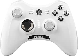 MSI FORCE GC30 V2 White sans-fil Manette de jeu PC et Android, jusqu'à 8h d'utilisation, croix directionnelle interchangeable, deux moteurs de vibrations, design ergonomique