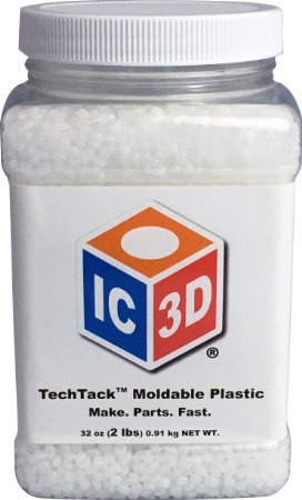 IC3D TechTack High Quality Moldable Plastic Pellets PCL - 32 Oz (2lb) Grip Jar - Professional Grade Low Temp Melting Plastic