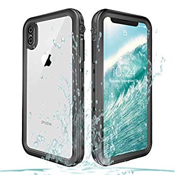 YOGRE iPhone Xs Max Waterproof Case, IP68 Certified Full Body Protected Phone Case with Built-in Screen Protector, 360 Degrees Protective Underwater Waterproof Case for iPhone Xs Max, 6.5 Inch, Black