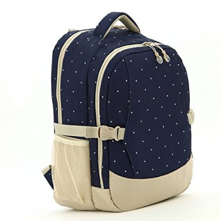 Luisvanita Diaper Bag Travel Backpack Baby Bag with Changing Pad and Stroller Buckle (Navy Dot)
