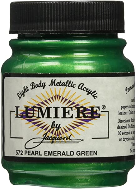 Jacquard Products 2.25 oz Lumiere Metallic Acrylic Paint, Pearlescent Emerald