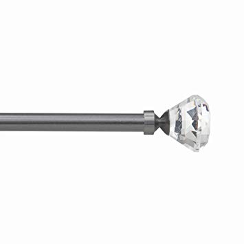 Sheffield Home, AMG, and Enchante Accessories, Ultra-Elegant Diamond Curtain Rod, 66 to 120-Inch, Pewter