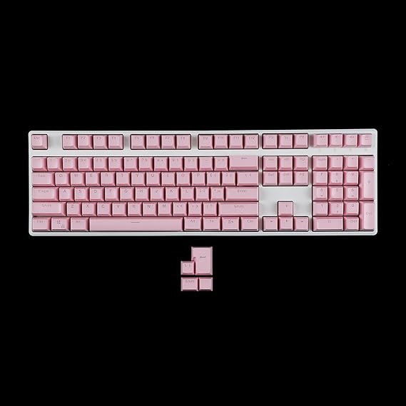 104 Key SA Profile ANSI ISO Double Shot Shine Through PBT Ball Shape Keycaps Suitable for Standard MX 104 87 61 Keyboard (Pink)