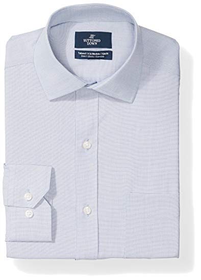 BUTTONED DOWN Men's Tailored Fit Stretch Poplin Non-Iron Dress Shirt