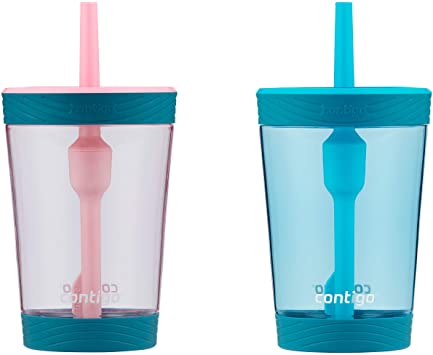 Contigo Kids AUTOSPOUT Tumbler with Straw, 14oz, Strawberry Cream & Blue Raspberry