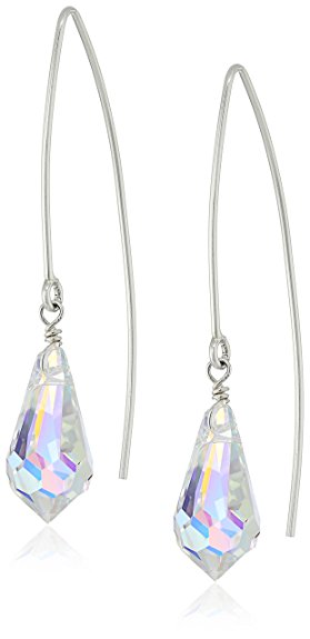 Sterling Silver Marquis Wire with Crystal by Swarovski Drop Earrings