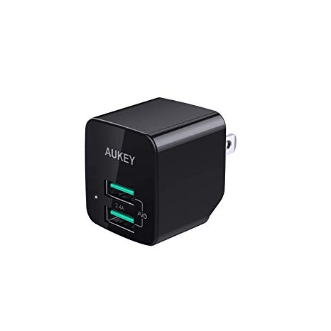 Aukey 12W 2.4A Home Travel USB Wall Charger Adapter with AI Power (Black)