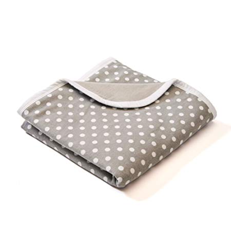 SYB Baby Blanket; Silver-Lined Cotton Flannel EMF Radiation Protection (Cool Gray w/White Dots)