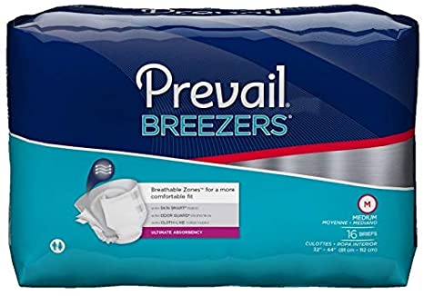 Prevail Breezers Ultimate Absorbency Incontinence Briefs, Medium, 16-Count