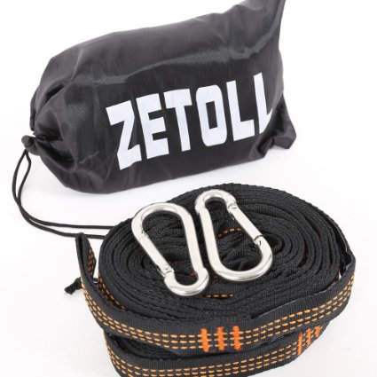Hammock Tree Straps, (Set of 2) ZETOLL Camping Hammock Straps 1400  LBS Heavy Duty 30 2 Loops with 2 Free Carabiners