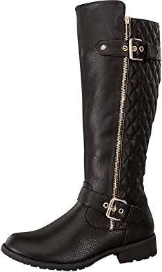 TOP Moda Women's Bally-32 Knee High Quilted Leather Riding Boot