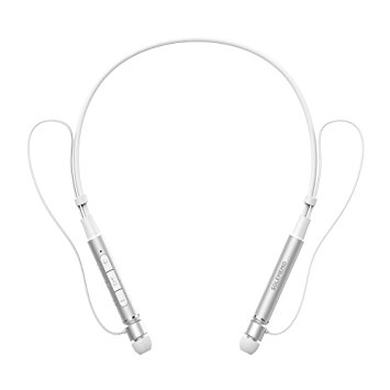 Neckband Bluetooth Sport Headphones Solememo Magnetic In-ear Secure Fit Earbuds with Microphone for All Bluetooth-enabled Devices (White)