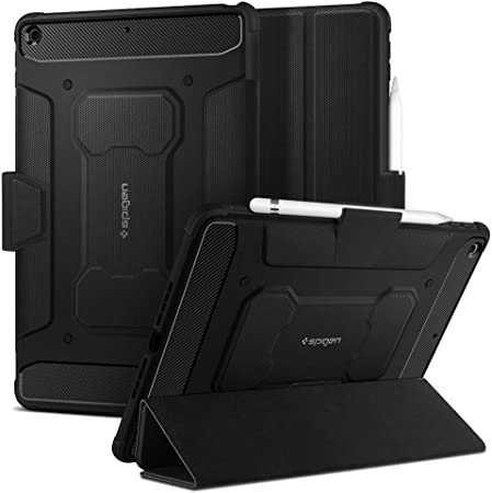 Spigen Rugged Armor Pro Designed for iPad 10.2 Case, iPad 8th Generation Case (2020) / iPad 7th Generation Case (2019) with Pencil Holder - Black