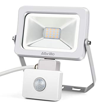 Albrillo Outdoor Motion Sensor Flood Lights, LED Security Light 10W, 100 Watt Equivalent, 800 Lumens, Soft White 3000K, Waterproof IP54