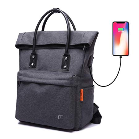 Tote Backpack Convertible with USB Charging Waterproof for School College Office Anti-Theft Backpack Durable Fit Under 15-inch Laptop Unisex Fashion & Casual Daypack