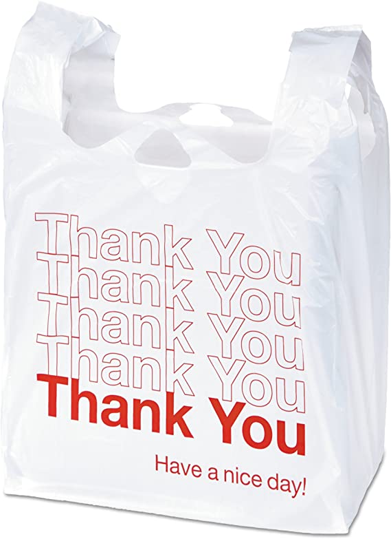 Garvey 063036"Thank You" Bags, Printed, Plastic, 11.5 X 6.5 X 22 - .55 mil, White, 250/Box