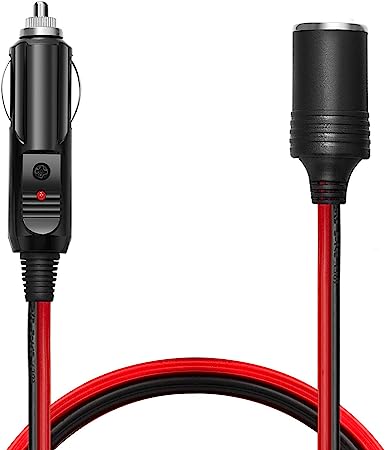 [UL Wire] Chanzon 12V Cigarette Lighter Extension Cord 16AWG 12Ft Heavy Duty Pure Copper Cable Fused Auto DC Power Plug 12 24 Volt for Car Tire Inflator Cleaner Male Female Socket Adapter