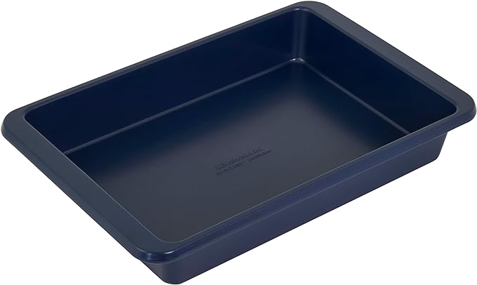 KitchenAid Nonstick Cake Pan with Extended Handles for Easy Grip, Aluminized Steel to Promoted Even Baking, Ink Blue, Dishwasher Safe, 9x13-Inch