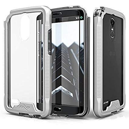 Zizo ION Series compatible with LG Stylo 3 Case Military Grade Drop Tested with Tempered Glass Screen Protector LG Stylo 3 Plus SILVER CLEAR