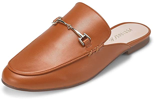 JENN ARDOR Women’s Mule Flats Shoes Pointed Toe Backless Slipper Slip On Loafer Shoes