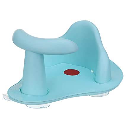 KINGSO Baby Bath Seat with Non-Slip Soft Mat Portable Baby Bathtub Seat with Hot Water Indicator, Backrest & Suction Cups for Stability, Infant Bath Seat for 6-12 Months, Blue