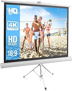 Portable PRJTP52 Projector Screen Tripod Stand - Mobile Projection Screen 50 Inch - Pyle,White