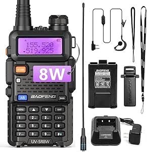 Baofeng UV-5R 8W Ham Radio Long Range UV5R Dual Band Handheld Two Way Radio Walkie Talkies with 1800mAh Li-ion Battery and Earpiece for Hunting Survival Gear