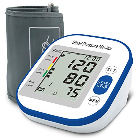 Automatic Arm Blood Pressure Monitor High Blood Pressure Monitors Portable LCD Screen Irregular Heartbeat Monitor with Adjustable 8.6-12.6Inch Cuff and Storage Bag Powered by Battery