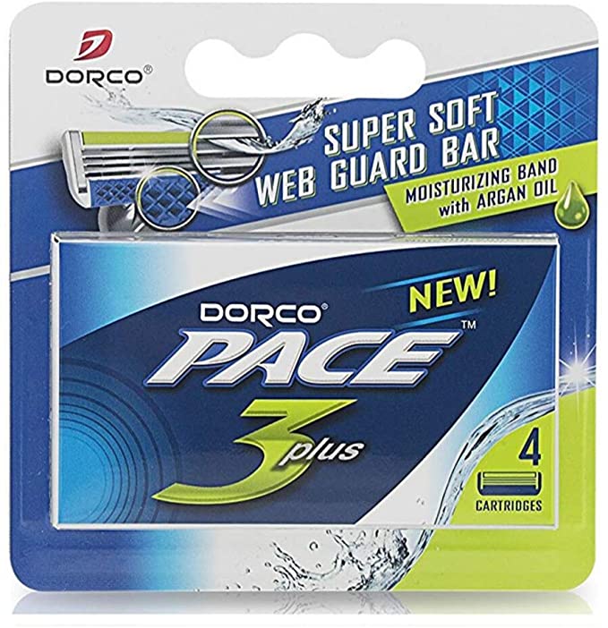 Dorco Pace 3 Replacement Cartridges – Razor Blades for Men - 4 Count