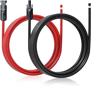 ECO-WORTHY 10FT 10AWG Solar Extension Cable with Female and Male Connector Solar Panel Wire Adaptor for Home, Ship and RV Solar Panels (10FT Red   10FT Black)