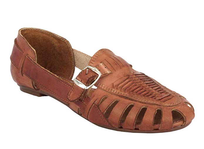 Cowboy Professional Women's 772 Rustic Cognac Leather Boho Slip On Mexican Huaraches Closed Toe