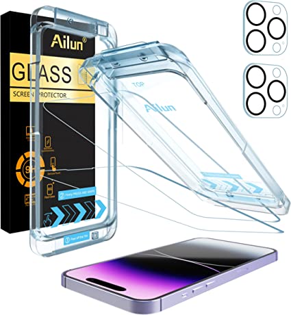 Ailun [OnePeel] Installation Frame Screen Protector for iPhone 14 Pro Max [6.7 inch] 2 Pack 2 Pack Camera Lens Protector,Sensor Protection,Dynamic Island Compatible,Tempered Glass,Case Friendly