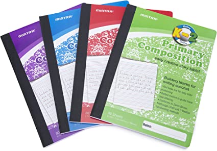 Mintra Primary Composition Notebook (Full Sheet) (4 Pack, Assorted)