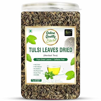 Online Quality Store Tulsi Tea -100g | Tulsi Dried Leaves Herbal Green Tea| Tulsi Tea | Helps with Stress and Anxiety