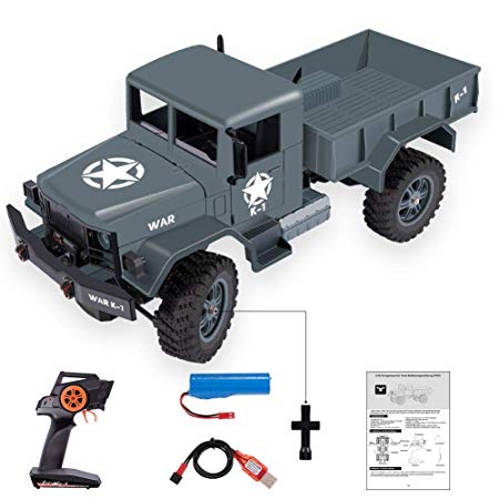 RC Cars for Kids,2.4GHZ Remote Control Military Truck 4WD Off-road Crawler Car 1:12 Scale RTR Army Vehicles by FREE TO FLY