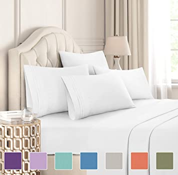 Queen Size Sheet Set - 6 Piece Set - Hotel Luxury Bed Sheets - Extra Soft - Deep Pockets - Easy Fit - Breathable & Cooling Sheets - Wrinkle Free - Comfy - White Bed Sheets - Queens Sheets - 6 PC